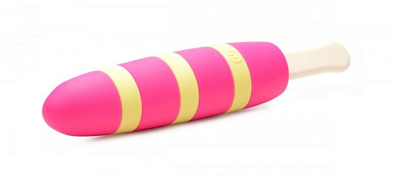 Ярко-розовый вибростимулятор-эскимо 10X Popsicle Vibrator - 21,6 см. от Intimcat