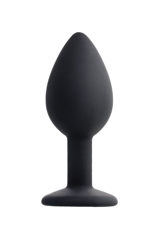 Черная анальная втулка с прозрачным стразом - 7,2 см. от Intimcat