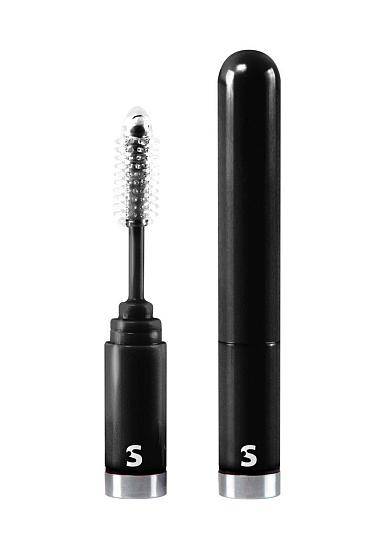 Черный мини-вибратор Eyelash Curler Brush в виде туши для ресниц - 13 см.