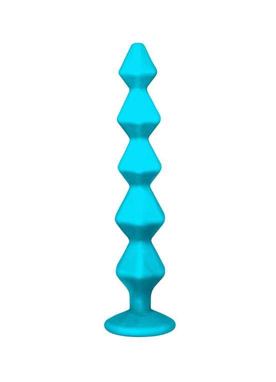 Бирюзовая анальная цепочка с кристаллом Buddy - 17,7 см. от Intimcat
