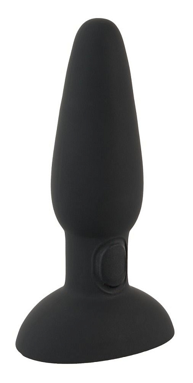 Черная анальная вибропробка с пульсацией в нижней части Thumping Anus Butt Plug - 15 см. - силикон