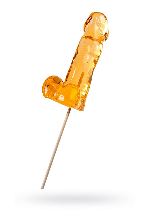 Оранжевый леденец в форме пениса со вкусом аморетто от Intimcat