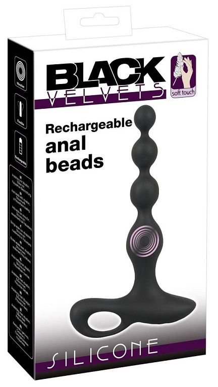 Черная анальная цепочка с вибрацией Rechargeable Anal Beads - 20 см. - фото 7