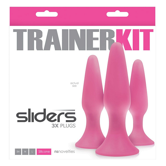 Набор из 3 розовых силиконовых анальных пробок Trainer Kit - силикон