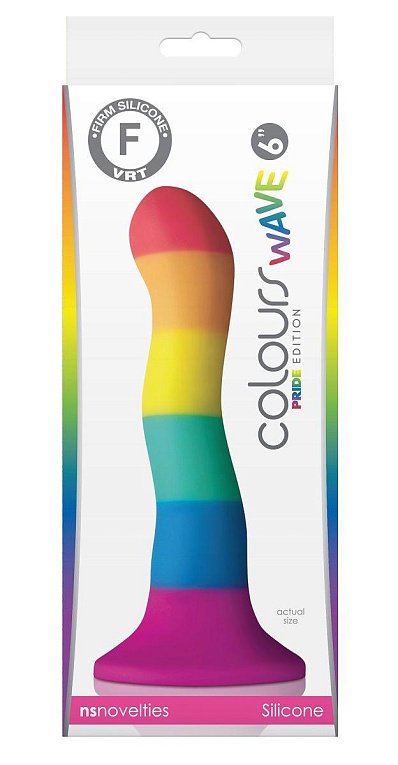 Радужный волнистый фаллоимитатор Colours Pride Edition 6  Wave Dildo - 19 см. - силикон