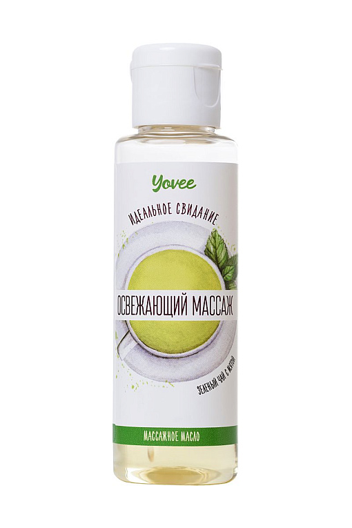 Масло для массажа «Освежающий массаж» с ароматом зеленого чая и мяты - 50 мл. от Intimcat