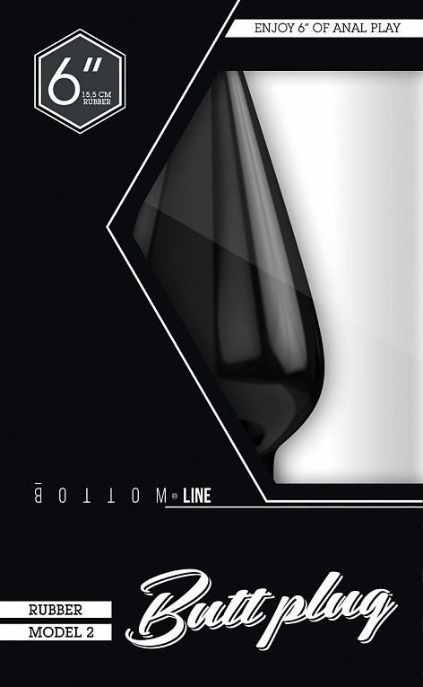 Чёрный анальный стимулятор Bottom Line 6  Model 2 rubber Black - 15,5 см. - термопластичная резина (TPR)