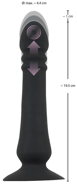 Черный анальный стимулятор с поступательными движениями и пультом ДУ Anal Thruster - 19,5 см. - фото 9