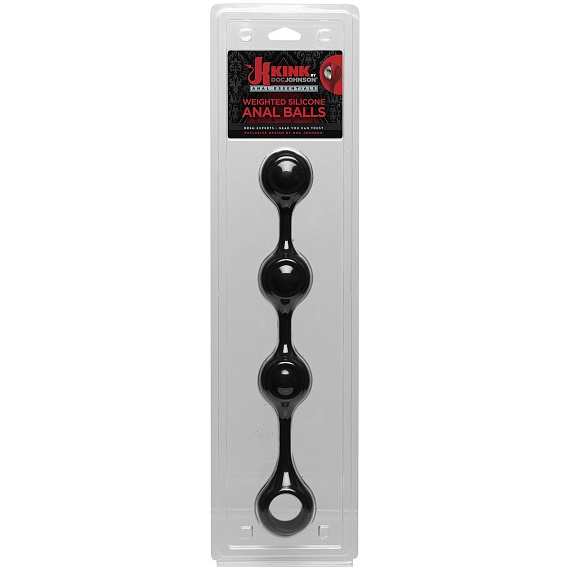 Черные утяжеленные анальные шарики Anal Essentials Weighted Silicone Anal Balls - 34,3 см. от Intimcat