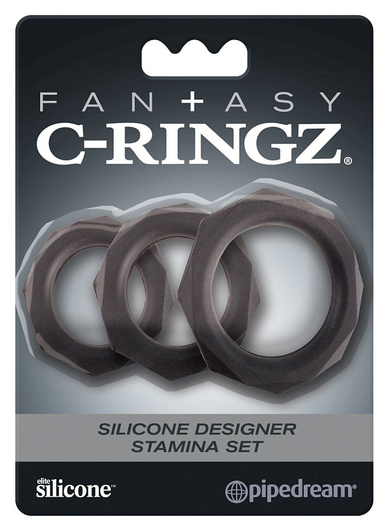 Набор из 3 граненых эрекционных колец C-Ringz Silicone Designer Stamina Set - силикон