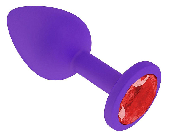 Фиолетовая силиконовая пробка с красным кристаллом - 7,3 см. - силикон