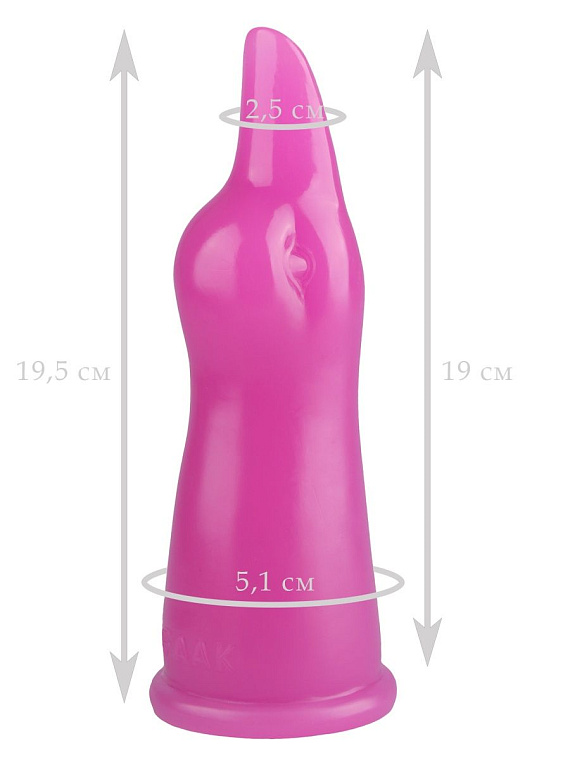 Розовая анальная втулка в виде головы уточки - 19,5 см. - эластомер (полиэтилен гель)