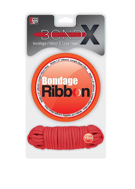 Набор для фиксации BONDX BONDAGE RIBBON   LOVE ROPE: красная лента и веревка - 