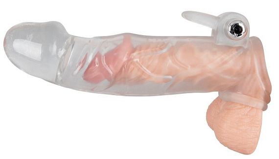 Насадка на пенис с клиторальным вибростимулятором Crystal Skin Orion