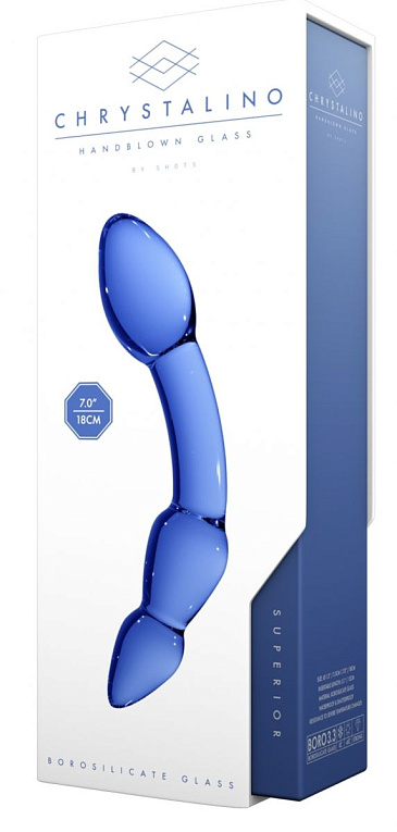 Синий стеклянный стимулятор Superior - 18 см. - стекло