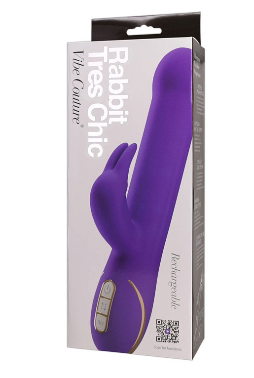 Фиолетовый вибратор со стимулятором клитора Rabbit Tres Chic - 23 см. - силикон