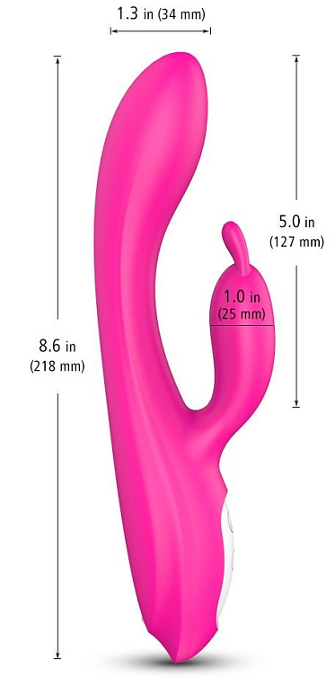 Розовый вибратор-кролик с функцией нагрева - 21,8 см. от Intimcat