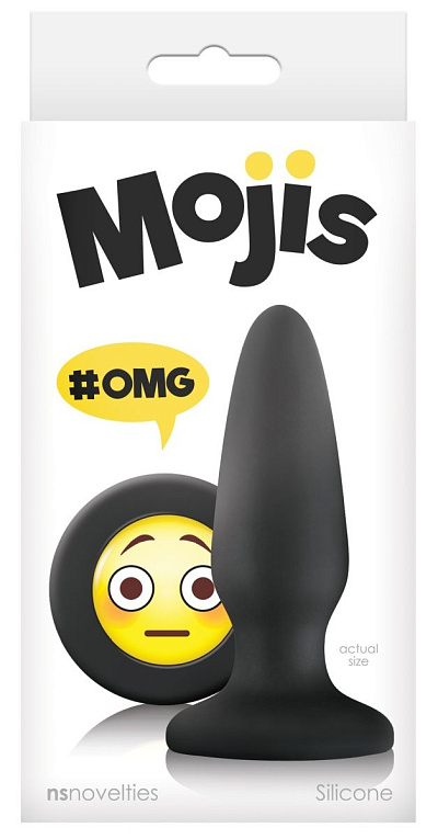 Черная силиконовая пробка среднего размера Emoji OMG - 10,2 см. - силикон