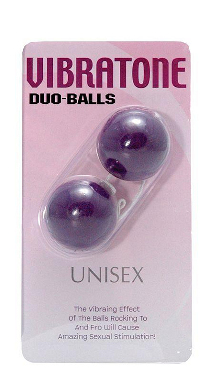 Фиолетовые вагинальные шарики VIBRATONE DUO BALLS PURPLE BLISTERCARD - акрил