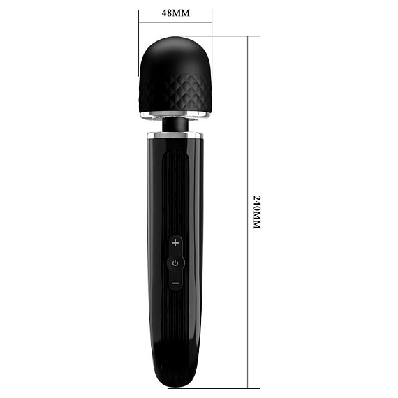 Черный мощный жезловый вибратор с изогнутой ручкой Charming Massager - 24 см. - фото 8