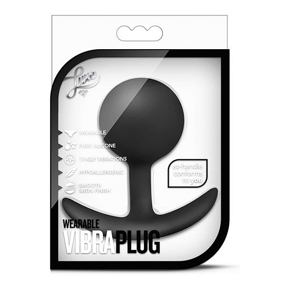 Черная анальная пробка Wearable Vibra Plug - 9,5 см. - силикон