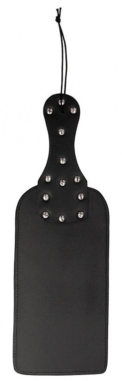 Черная шлепалка Studded Paddle - 38 см. - натуральная кожа