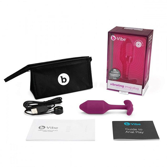 Розовая пробка для ношения с вибрацией Snug Plug 2 - 11,4 см. b-Vibe