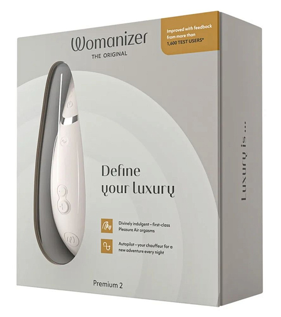 Светло-серый клиторальный стимулятор Womanizer Premium 2 - фото 6