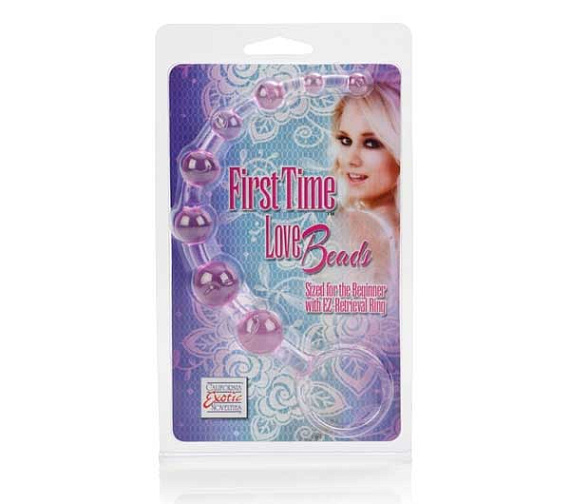 Розовая анальная цепочка First Time Love Beads California Exotic Novelties