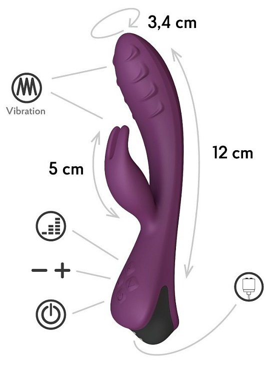 Фиолетовый вибратор-кролик Lepus с ребрышками - силикон