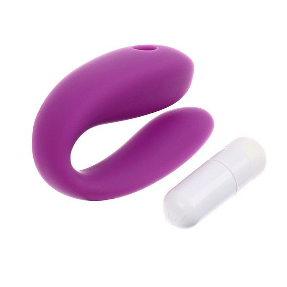 Фиолетовый стимулятор для пар с вибропулей - силикон