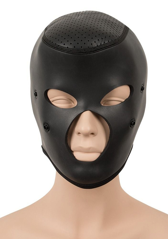 Черная маска-шлем с перфорацией - фото 7