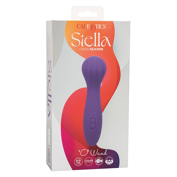 Фиолетовый вибромассажер Stella Liquid Silicone “O” Wand - 17,75 см. от Intimcat