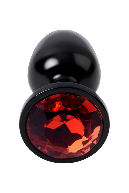 Черный анальный плаг с кристаллом красного цвета - 7,2 см. ToyFa