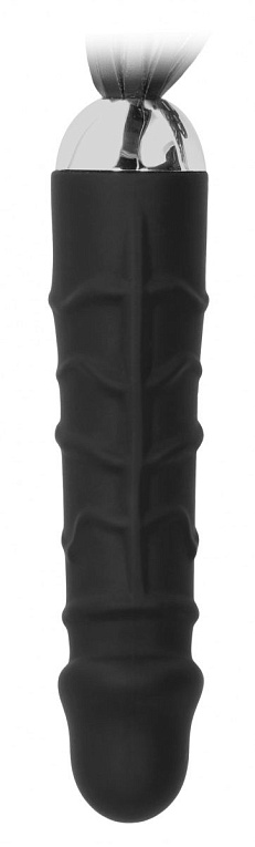 Черная плеть с рукоятью-фаллосом Whip with Realistic Silicone Dildo - 45,5 см. - искусственная кожа, силикон