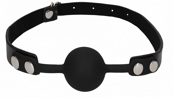 Черный кляп-шарик Silicone Ball Gag with Adjustable Bonded Leather Straps - искусственная кожа, силикон