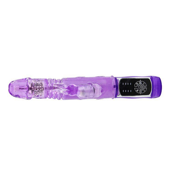 Фиолетовый ротатор с возвратно-поступательными движениями и клиторальным стимулятором - 24 см. - фото 6