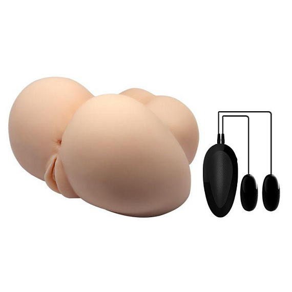 Вагина и анус с вибрацией Crazy Bull Busty Butt - Термопластичная резина (TPR)