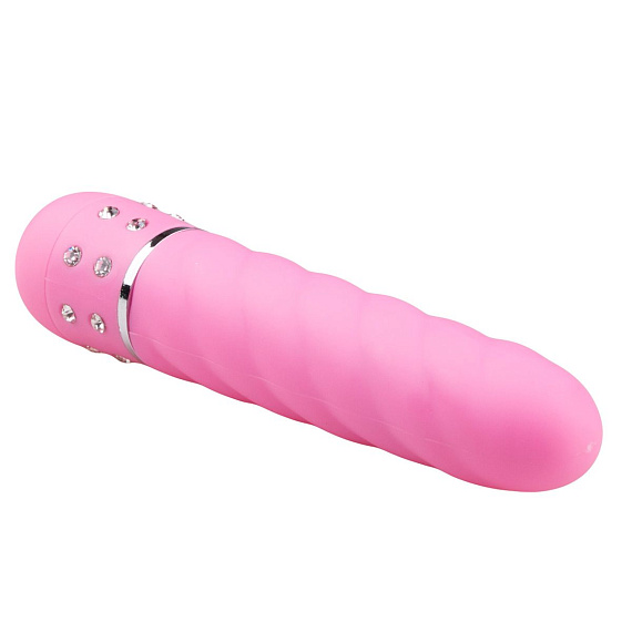 Розовый мини-вибратор Diamond Twisted Vibrator - 11,4 см. - анодированный пластик (ABS)
