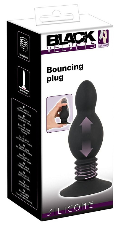 Черная анальная пробка с пружинным механизмом Bouncing Plug - 11,8 см. - фото 6