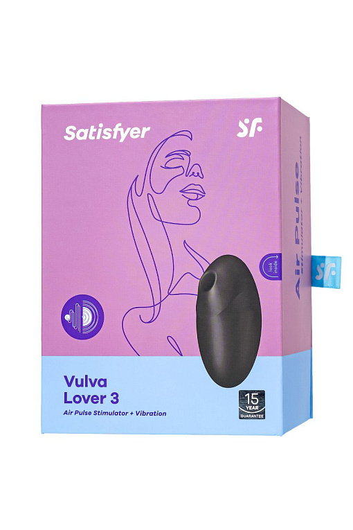 Черный вакуум-волновой стимулятор с вибрацией Vulva Lover 3 - фото 6