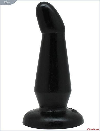 Чёрная анальная пробка с загнутым кончиком - 13 см.