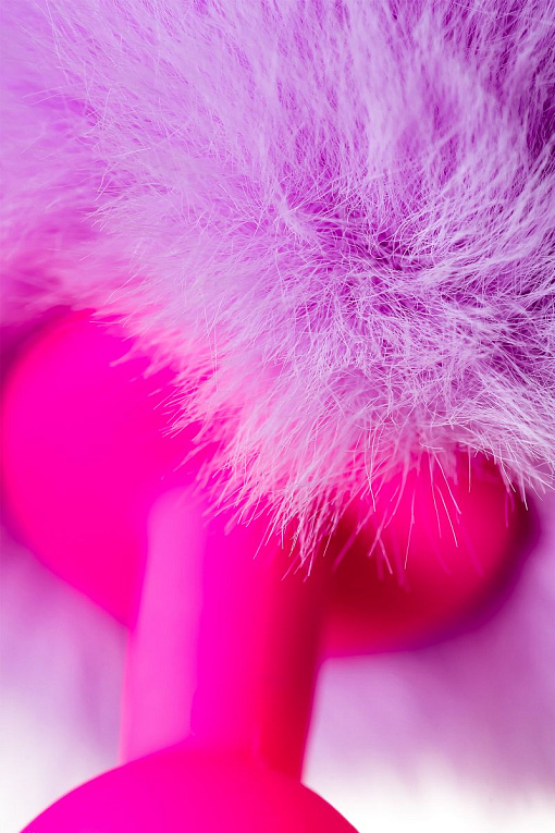 Розовая анальная втулка Sweet bunny с сиреневым пушистым хвостиком - фото 10