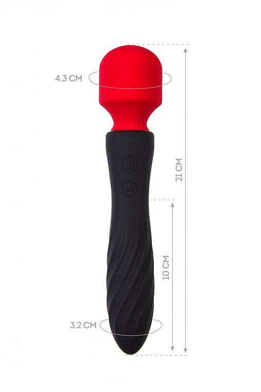 Черно-красный двусторонний вибромассажер Black Red - 21 см. - силикон