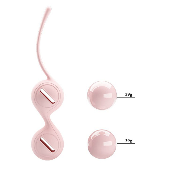 Нежно-розовые вагинальные шарики на сцепке Kegel Tighten Up I Baile