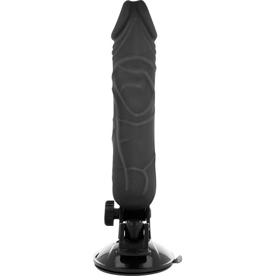 Черный вибратор на мощной присоске Basecock Realistic Vibrator - 20 см. - термопластичная резина (TPR)