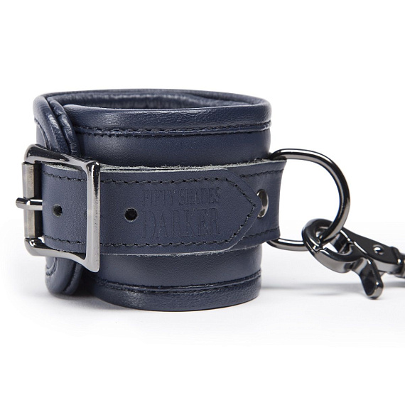 Тёмно-синие кожаные наручники No Bounds Collection Wrist Cuffs Fifty Shades of Grey
