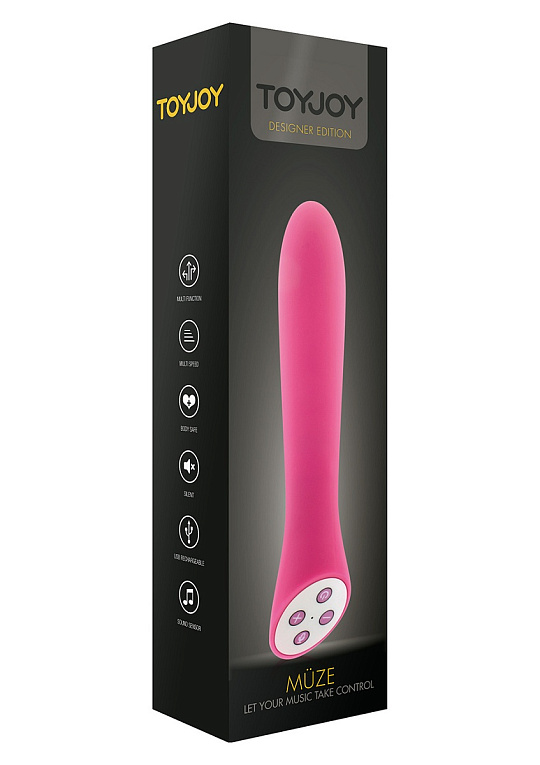 Розовый вибратор Muze Sound Sensitive Pink - 23 см. - силикон