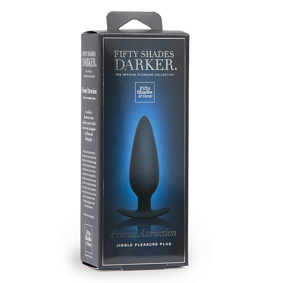 Тёмно-синий анальный плаг Primal Attraction Jiggle Butt Plug - 12,2 см. Fifty Shades of Grey