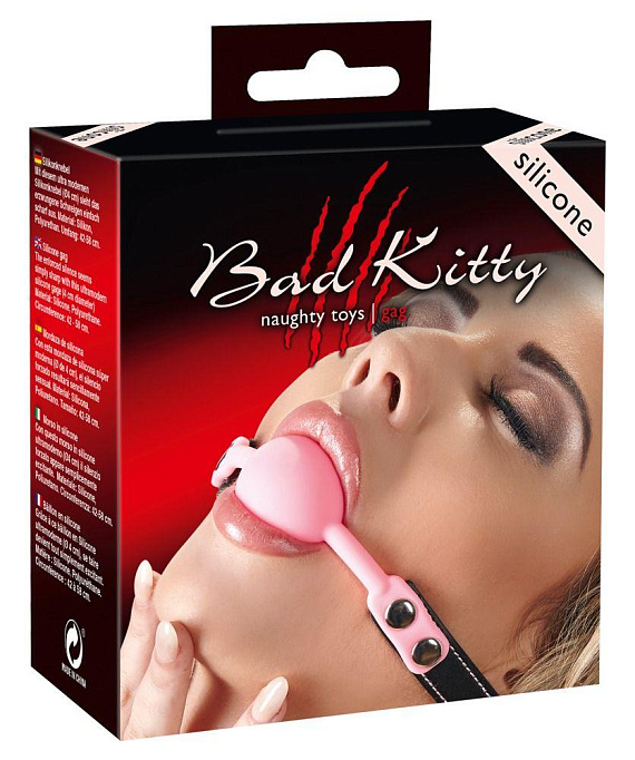 Силиконовый кляп-шар розового цвета Bad Kitty Orion